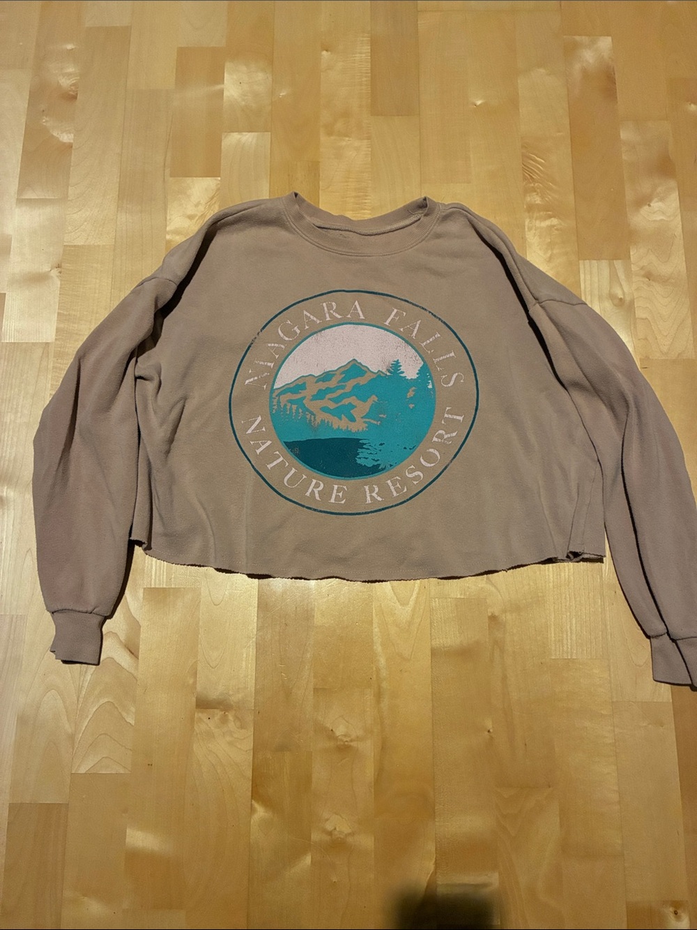 Niagara Falls Nature Resort Cropped Sweatshirt - Taupe women’s S